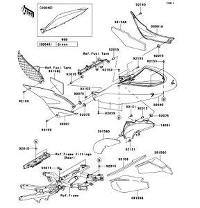 Kawasaki �J���T�L �������i 39156-0087 �p�b�h�A�e�[�� �J�o�[�ARH