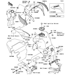 Kawasaki �J���T�L �������i 39156-0096 �p�b�h�A�t���[�G�� �^���N �J�o�[