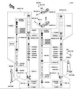 Kawasaki �J���T�L �������i 44008-0031-828 PIPE�[FORK OUTER�AGOLD