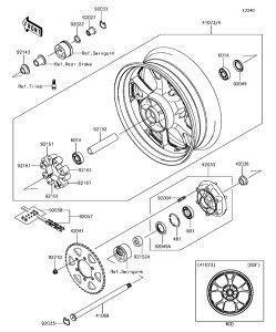 Kawasaki �J���T�L �������i 41073-0612-28H �z�C�[���A�b�V�ARR�A�S�[���h