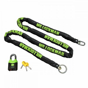 【送料無料】【ミスターロックマン】 【4543781111023】ミスターロックマン ML-020 ストロング8 2.4m BK/GR* ブラック/グリーン 緑 盗難防止 チェーンロック バイク 7701ML020GR2400【防犯・盗難防止ロッ