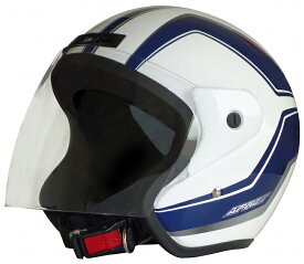 【4952652151325】 APRET アペレート ホワイト/ブルー REITOオリジナルカラー ジェットヘルメット フリーサイズ バイク 【LEAD(リード工業)】
