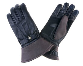 【DIN MARKET】 【4589975581555】レザーグローブ　手袋　バイクGMG Gauntlet SEMI LONG ブラック/ブラウン Mサイズ