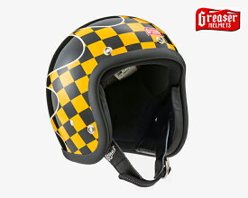 【DIN MARKET】 【4589975580138】GREASER スモールヘルメット “CHECKER” ブラックSサイズ(55～56cm)