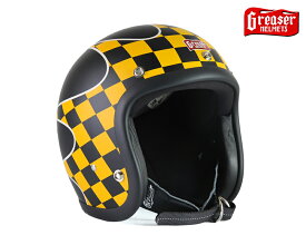 【DIN MARKET】 【4589975580169】GREASER スモールヘルメット “CHECKER” マットブラックSサイズ(55～56cm)