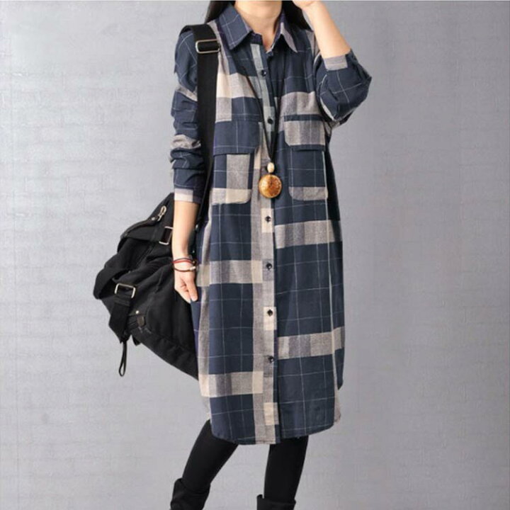 楽天市場】M-XXLサイズ！チェックロングシャツ レディース シャツ