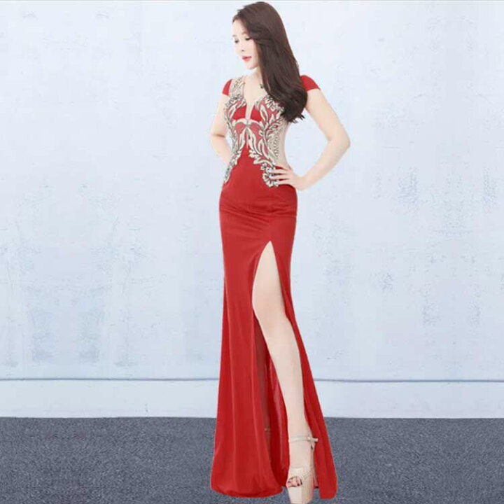 楽天市場】キャバドレス ロング スリット セクシー ナイトドレス 