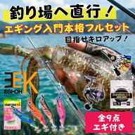 エギング 入門 釣り場直行のエギングセット エギ王K 3.5号シャロー 4本付 完成品 PEライン接続済み 初心…