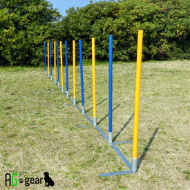 【予約受付中】アジリティ 競技用スラローム 12本ポール 犬用 自立・角度調整・組立式 持運びキャリーバッグペット 犬用品 運動器具 競技 訓練 トレーニング しつけ ドッグラン ドッグアジリティー