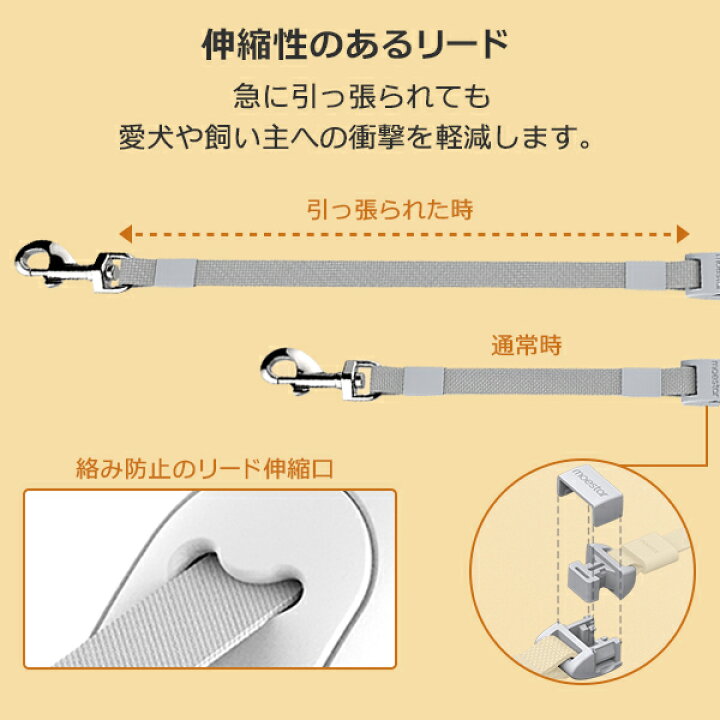 犬 リード 3m Led のびる ハンズフリー ライト付き 中型 伸縮 夜 夜間 大型犬 小型 手を塞がない 散歩 犬用 自動巻き取り式 衝撃吸収機能 軽量 長さ調整 一部予約販売中 伸縮