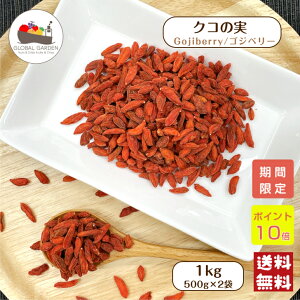 \P10倍★24日20:00〜25日23:59/ クコの実 1kg (500g×2袋) 保存料無添加 寧夏産 スーパーフード 枸杞 ゴジベリー チャック付き保存袋 メール便 送料無料 ポイント消化
