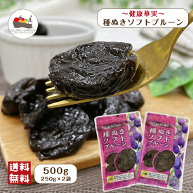 健康華実 種ぬきソフトプルーン 500g (250g×2袋) 保存料無添加 カリフォルニア産 プルーン ドライフルーツ チャック付き保存袋 メール便 送料無料 ポイント消化