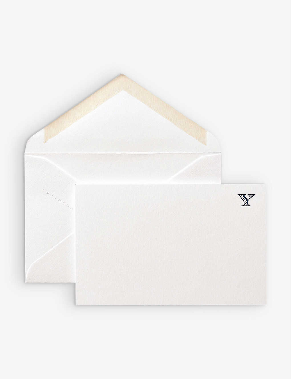 SMYTHSON Yエングレーブ ホワイト ウォーブ カード 10枚ボックス ‘Y’-engraved white wove cards box of ten #WHITE