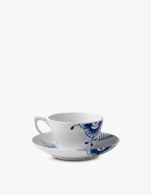 ROYAL COPENHAGEN ブルーフルーテッドメガカップ フローラルパターン 器ティーカップ&ソーサー 280ml Blue Fluted Mega Cup floral-pattern porcelain teacup and saucer 280ml