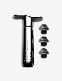 LE CREUSET ロゴ エングレーブド メタル ワインポンプ&ストッパーセット Logo-engraved metal wine pump and stoppers set BLACK/NICKEL