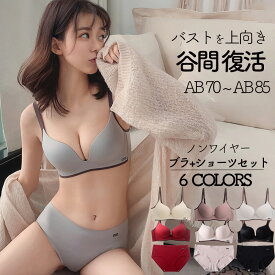 ＼15％OFF/ 脇高でしっかり補正＆谷間 ノンワイヤー ブラジャー ショーツ セット レディース ブラ フリル レース 下着 上下 SET インナー ショーツ ブラショーツ 谷間メイクブラ レディース 小胸対応 脇肉補整 ノンワイヤー シームレス 補正ブラジャー