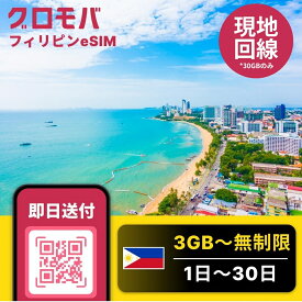フィリピン eSIM 3GB～無制限 esim【選べるプラン！ 1日 2日 3日 4日 5日 7日 10日 15日 20日 30日 データ無制限 】 フィリピン セブ島 イーシム データ通信 無制限 使い放題 留学 旅行 出張 3G 4G iphone android