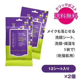 1000円ポッキリ 送料無料 ANDALOU Aミセラスワイプ 12枚入り×2個 正規輸入品 クレンジングシート アンダルー ナチュラルズ andalounaturals フルーツ幹細胞 幹細胞コスメ オーガニックコスメ オススメ プチ ミニ お試し 母の日 ギフト プレゼント ラッピング 無料