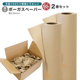 色指定不可 薄口タイプ 長さ50m ボーガスペーパー 2巻セット 緩衝材 ミシン目なし 新聞用紙 ロール 梱包 梱包用品　梱包用紙 緩衝材梱包用 クッション材緩衝材 梱包材 緩衝材 配送 詰め紙 隙間材 SDGS
