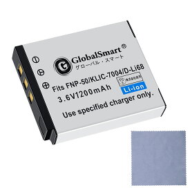 Globalsmart 新品 FUJIFILM NP-50A カメラ互換 WKAC バッテリー【1200mAh 3.6V】 【カメラレンズクリーニングクロス付き】オリジナル充電器対応 互換対応機種カメラ 交換可能バッテリーバッテリー 充電池 高品質セル搭載【日本国内倉庫発送】【送料無料】 予備バッテリー