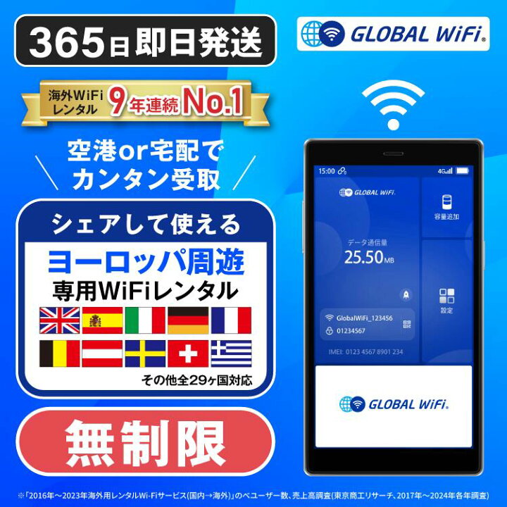 楽天市場】【送料無料・即日発送】ヨーロッパ周遊 WiFi レンタル 容量 