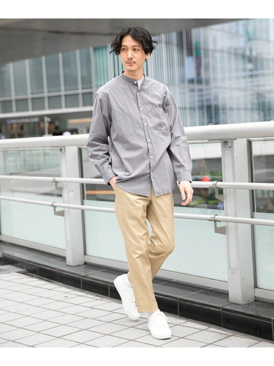 Global Work グローバルワーク サイズs バンドカラーシャツ ベージュ メンズ ロングスリーブ 長袖 プレゼントを選ぼう グローバルワーク