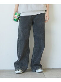 ヒンヤリデニムワイド/AND YUA ANY/106436 GLOBAL WORK グローバルワーク パンツ ジーンズ・デニムパンツ ブラック ブルー[Rakuten Fashion]