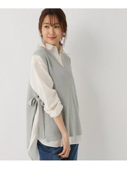 楽天市場 Rakuten Fashion W アラエル リボンベスト Global Work グローバルワーク ニット ノースリーブニット ベスト グレー ブラウン ベージュ Global Work グローバルワーク