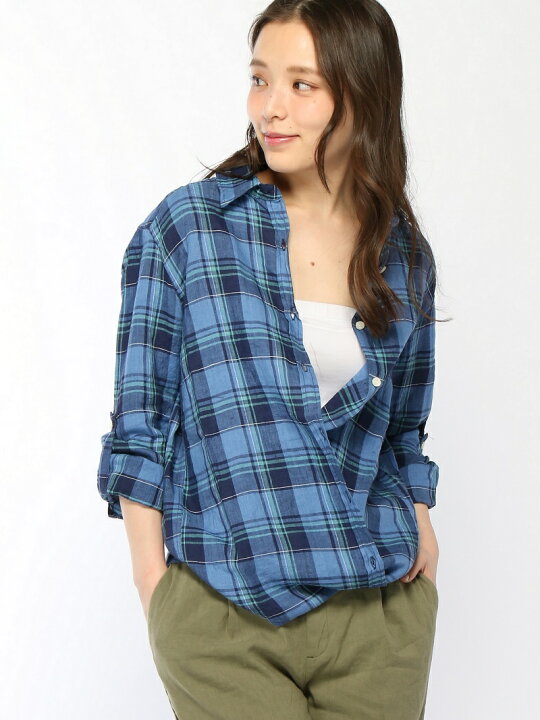 楽天市場】【SALE／50%OFF】(W)フレンチリネンチェックシャツLS GLOBAL 