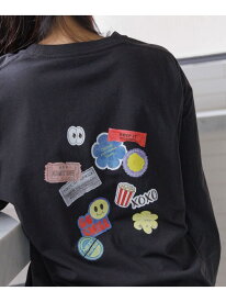 BIGグラフィックT長袖/AND YUA ANY/581102 GLOBAL WORK グローバルワーク トップス カットソー・Tシャツ レッド ブラック ホワイト グレー[Rakuten Fashion]