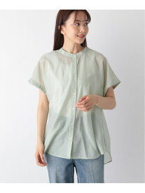 【SALE／30%OFF】シア―バンドカラーブラウスフレンチスリーブ GLOBAL WORK グローバルワーク トップス シャツ・ブラウス ブラック ブルー グレー グリーン【RBA_E】[Rakuten Fashion]