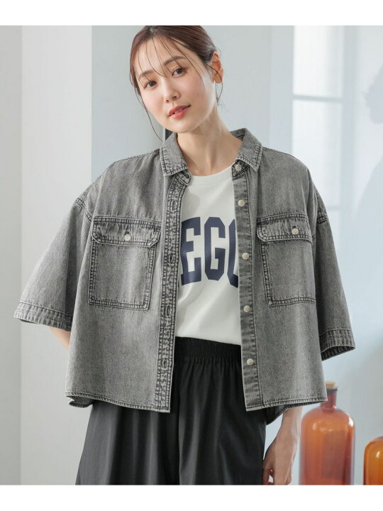 楽天市場】【SALE／40%OFF】GOODデニムクロップドシャツ5分袖/117788 