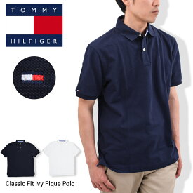 TOMMY HILFIGER トミーヒルフィガー ポロシャツ 半袖 メンズ 大きいサイズ ワンポイント ロゴ クラシックフィット 袖ロゴ 13H1867 白 黒 紺