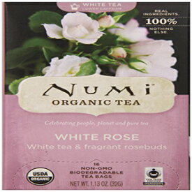 Numi オーガニック ティー ホワイト ローズ、ティーバッグ 16 カウント ボックス (6 パック) ホワイト ティー Numi Organic Tea White Rose, 16 Count Box of Tea Bags (Pack of 6) White Tea