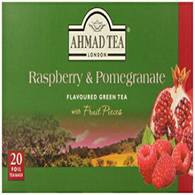 アーマド ティー ホイル包みティーバッグ 緑茶、ラズベリー、ザクロ、20 個 (6 個パック) Ahmad Tea Foil-Enveloped Teabags Green Tea, Raspberry and Pomegranate, 20 Count (Pack of 6)