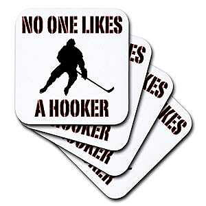 3dRose cst_171944_3 twDސl͒N܂BԁBACXzbP[Z~bN^CR[X^[A4Zbg 3dRose cst_171944_3 No One Likes a Hooker. Red. Ice Hockey-Ceramic Tile Coasters, Set of 4