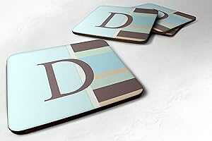 Caroline's Treasures Monogram-Blue Stripes Foam Coasters (Set of 4), Initial Letter D, 3.5" H x 3.5" W, Multicolor
