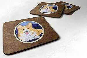 Caroline's Treasures Corgi Foam Coasters (Set of 4), 3.5" H x 3.5" W, Multicolor
