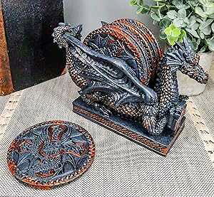 Ebros [̍qC Pg hS R[X^[ Zbg tBMA z_[ 5 ̃Eh hS\ˏڍ׃R[X^[ Ebros Gift Ebros The Voyage of The Rune Celtic Dragon Coaster Set Figurine Holder and 
