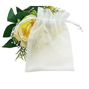 SumDirect White Sheer Organza Bags - 100Pcs 4x6 inches Organza Gift Bags with Drawstring, Organza Jewelry Pouches for Wedding Party Christmas Favor
