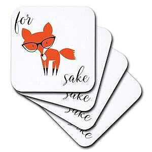 3D ���[�Y for Fox Sake �Z���~�b�N �^�C�� �R�[�X�^�[�A�}���`�J���[ 3dRose 3D Rose for Fox Sake Ceramic Tile Coasters, Multicolor