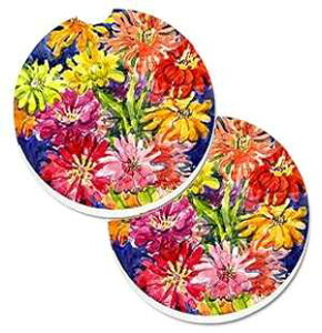 Caroline's Treasures 6069CARC Flower - Gerber Daisies Set of 2 Cup Holder Car Coasters Absorbent Sandstone Coasters for Car Cup Holders Gifts for Men or Women, Large, Multicolor