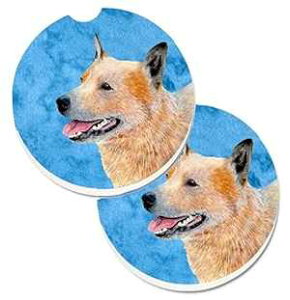 Caroline's Treasures LH9362BUCARC Blue Australian Cattle Dog Set of 2 Cup Holder Car Coasters Absorbent Sandstone Coasters for Car Cup Holders Gifts for Men or Women, Large, Multicolor