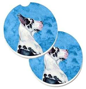 Caroline's Treasures LH9371BUCARC Blue Great Dane Set of 2 Cup Holder Car Coasters Absorbent Sandstone Coasters for Car Cup Holders Gifts for Men or Women, Large, Multicolor