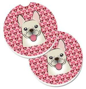 Caroline's Treasures BB5308CARC French Bulldog Set of 2 Cup Holder Car Coasters Absorbent Sandstone Coasters for Car Cup Holders Gifts for Men or Women, Large, Multicolor