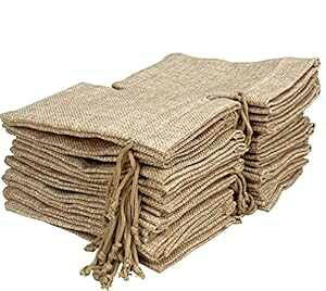 FASOTY Lot of 24 3.5x5 Inch Burlap Gift Bags with Drawstring Linen Jewelry Pouches Jute Burlap Sacks for Wedding Favors Party Gifts, DIY Craft, Presents, Christmas, Halloween, Treat Bags