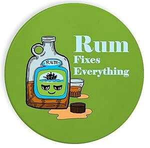 Z~bN Xg[ R[X^[ R[X^[ 4 Zbg - uRum Fixes Everythingvt[h [A  Hat Shark Ceramic Stone Coaster Coasters Set of Four -"Rum Fixes Everything" Food Humor Cartoon