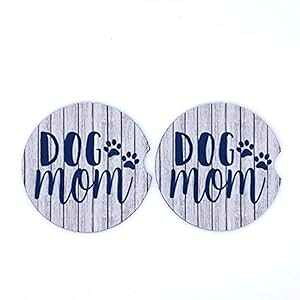 Dog Mom �J�[�R�[�X�^�[ �l�I�v���� �o�[���E�b�h �l�C�r�[ (2 �Z�b�g) PaintedPug Dog Mom Car Coasters Neoprene Barnwood Navy (Set of 2)