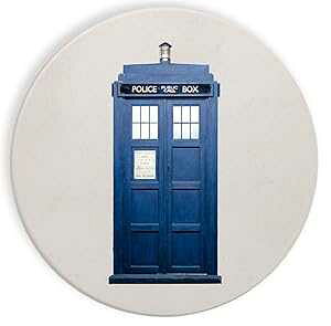 Z~bN Xg[ R[X^[ R[X^[ 4 Zbg - Tardis Blue db{bNX TV ԑgpfB Hat Shark Ceramic Stone Coaster Coasters Set of Four - Tardis Blue Telephone Box TV Show Parody