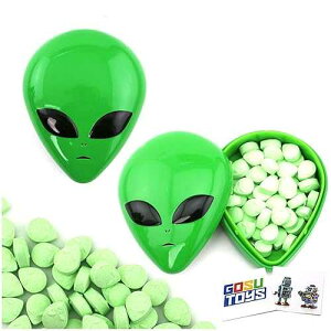 �n���O�O���[���G�C���A���w�b�h�ʃL�����f�B�T���[ (2 �p�b�N) �O���[���A�b�v���t���[�o�[�M�t�g�l�ߕ� GosuToys �X�e�b�J�[ 2 ���t�� Gosu Toys Extraterrestrial Green Alien Head Tin Candy Sours (2 Pack) Green